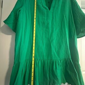 Vibrant Green Guaze Shirt Tunic Cover Up